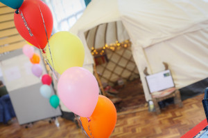 inside our wellbeing day yurt for employee workshops